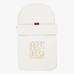 AIGNER-Ivory & Gold Pima Cotton Padded Baby Nest (72cm) | Childrensalon