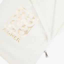 AIGNER-Ivory & Gold Pima Cotton Padded Baby Nest (72cm) | Childrensalon