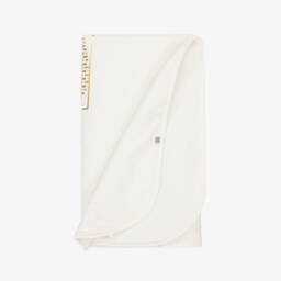AIGNER-Ivory & Gold Pima Cotton Padded Blanket (90cm) | Childrensalon
