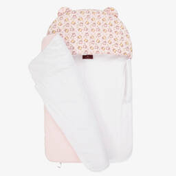 AIGNER-Pale Pink Pima Cotton Teddy Bear Baby Nest (74cm) | Childrensalon