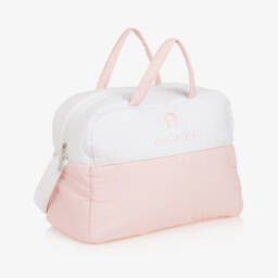 AIGNER-White & Pink Baby Changing Bag (43cm) | Childrensalon