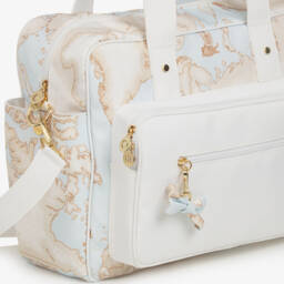 Alviero Martini-Blue & Beige Geo Map Print Baby Changing Bag (40cm) | Childrensalon
