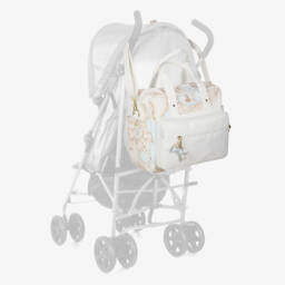 Alviero Martini-Blue & Beige Geo Map Print Baby Changing Bag (40cm) | Childrensalon