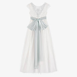 Amaya-Girls Ivory Embroidered Tulle Dress | Childrensalon