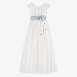 Amaya-Girls Ivory Embroidered Tulle Dress | Childrensalon