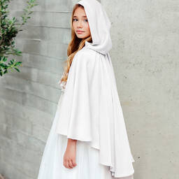 Amaya-كيب بهودي ساتان لون عاجي للبنات | Childrensalon