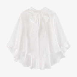 Amaya-Girls Ivory Satin Hooded Cape | Childrensalon