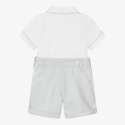 Ancar-Boys Grey & White Cotton Buster Suit | Childrensalon