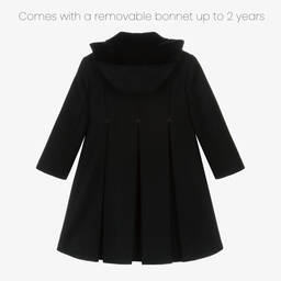 Ancar-Черное шерстяное пальто с бархатом для девочек | Childrensalon