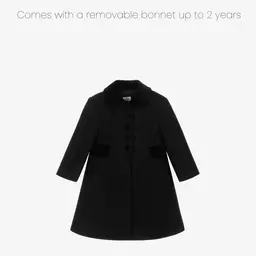 Ancar-Черное шерстяное пальто с бархатом для девочек | Childrensalon