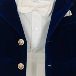 Andreeatex-Baby Boys Royal Blue Velvet & White 5 Piece Suit | Childrensalon