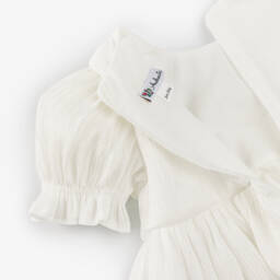 Andreeatex-Baby Girls Glistening White Dress Set with Appliqué Flowers | Childrensalon