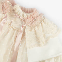 Andreeatex-Комплект с платьем кремово-розовый из тюля с вышивкой для малышек | Childrensalon