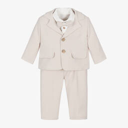 Andreeatex-Boys Beige Jersey Suit | Childrensalon