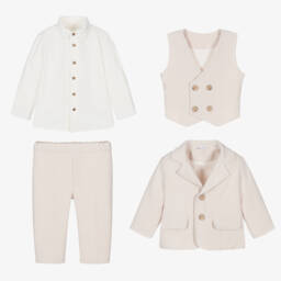 Andreeatex-Boys Beige Jersey Suit | Childrensalon