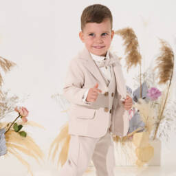 Andreeatex-Boys Beige Jersey Suit | Childrensalon