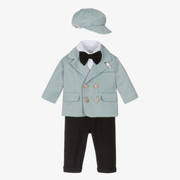 Andreeatex-Boys Blue & Black Double Breasted Suit | Childrensalon