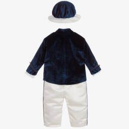 Andreeatex-Boys Blue Satin & Velvet Suit | Childrensalon