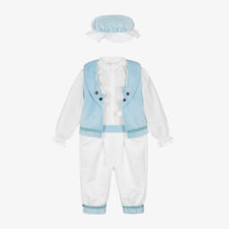 Andreeatex-Boys Blue Velvet & Satin Suit | Childrensalon