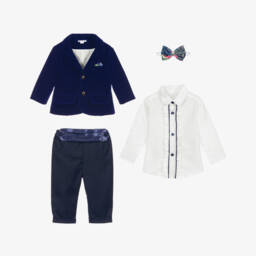 Andreeatex-Boys Blue Velvet Suit | Childrensalon