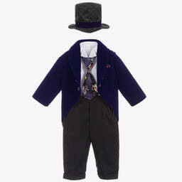 Andreeatex-Boys Blue Velvet Suit | Childrensalon