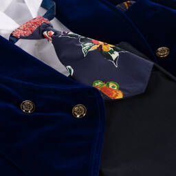 Andreeatex-Boys Blue Velvet Suit | Childrensalon