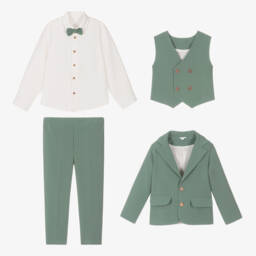 Andreeatex-Boys Green Twill Suit | Childrensalon