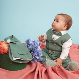 Andreeatex-Boys Green Twill Suit | Childrensalon