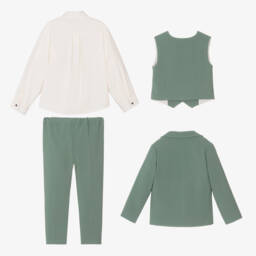 Andreeatex-Boys Green Twill Suit | Childrensalon
