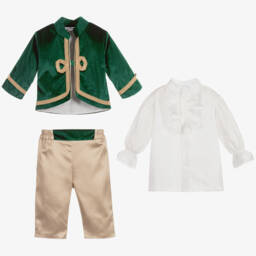 Andreeatex-Boys Green Velvet Suit | Childrensalon