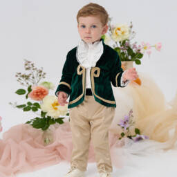 Andreeatex-Boys Green Velvet Suit | Childrensalon