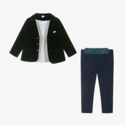 Andreeatex-Boys Green Velvet Suit | Childrensalon