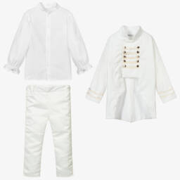 Andreeatex-Boys Ivory Velvet Suit | Childrensalon