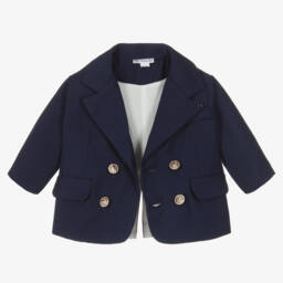 Andreeatex-Boys Navy Blue Double Breasted Suit | Childrensalon