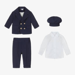 Andreeatex-Boys Navy Blue Double Breasted Suit | Childrensalon