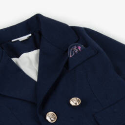 Andreeatex-Boys Navy Blue Double Breasted Suit | Childrensalon