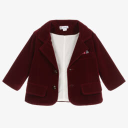 Andreeatex-Boys Navy Blue & Red Velvet Suit | Childrensalon