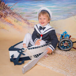Andreeatex-Boys Navy Blue & White Sailor Suit  | Childrensalon