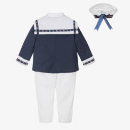 Andreeatex-Boys Navy Blue & White Sailor Suit  | Childrensalon