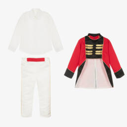 Andreeatex-Boys Red Cotton & Satin Suit | Childrensalon