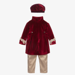 Andreeatex-Boys Red Velvet & Satin Suit | Childrensalon