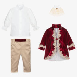 Andreeatex-Boys Red Velvet & Satin Suit | Childrensalon