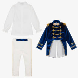 Andreeatex-Boys Royal Blue Velvet Suit | Childrensalon