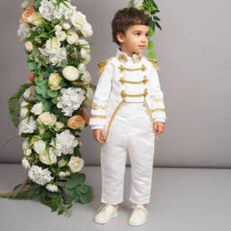 Andreeatex-Boys White & Gold Military Suit | Childrensalon