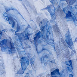 Angel's Face-تنورة توتو تول لون أزرق بطبعة ورود للمولودات | Childrensalon