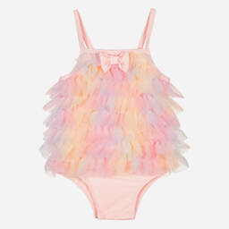 Angel's Face-Baby Girls Pale Pink Tulle Swimsuit (UPF50+) | Childrensalon