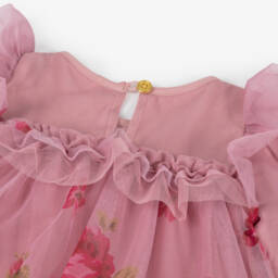 Angel's Face-Baby Girls Pink Tulle Rose Print Dress | Childrensalon