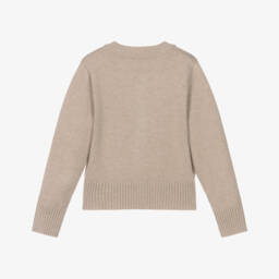 Angel's Face-كارديغان مزين بكريستال لون بيج للبنات  | Childrensalon