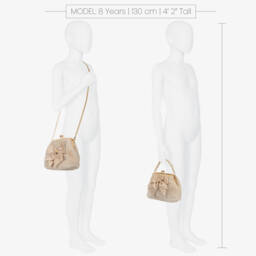 Angel's Face-Сумочка бежевая из искусственного меха с жемчужной ручкой для девочек (20см) | Childrensalon