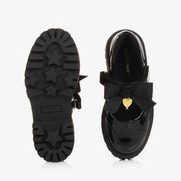 Angel's Face-حذاء جلد صناعي لامع لون أسود للبنات | Childrensalon